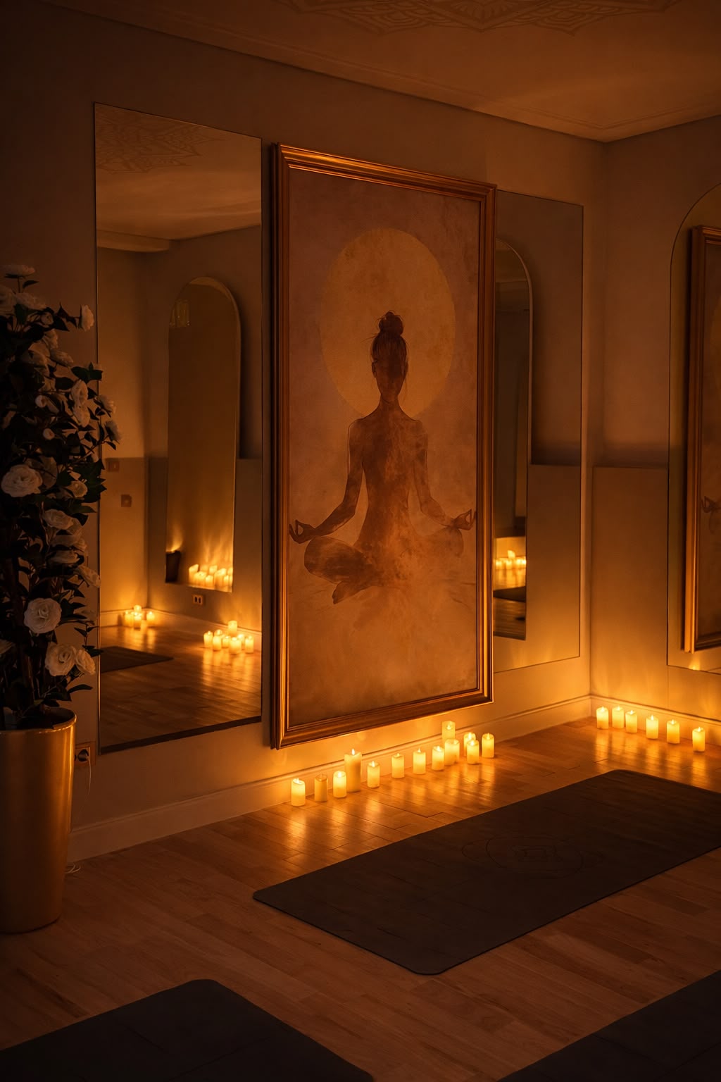 Sala de yoga la lumânări, la House of Aya în București
